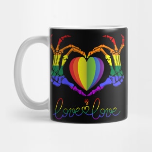 Rainbow Skeleton Heart Loves Is Love LGBT Gay Lesbian Pride Mug